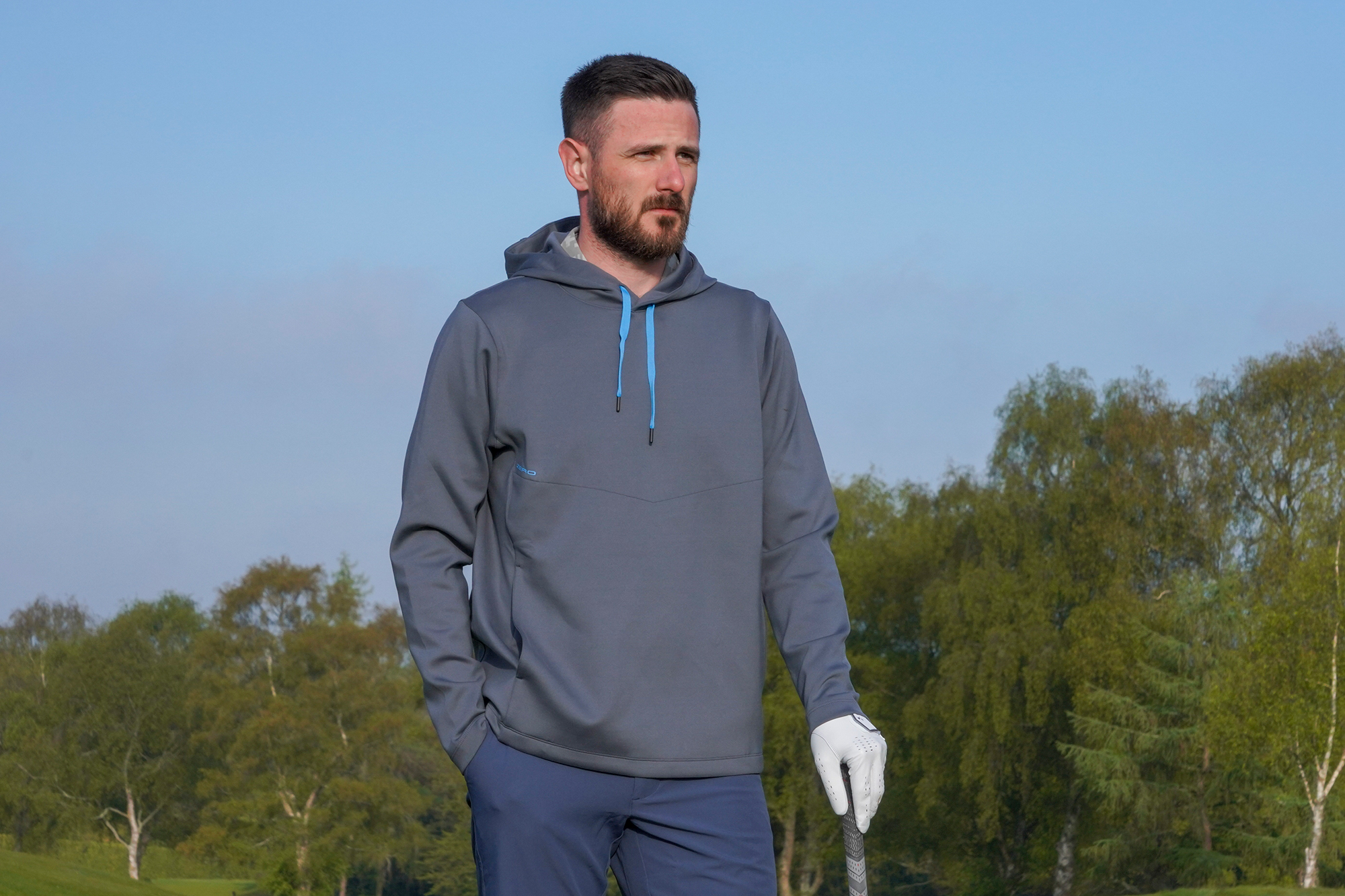Baz Plummer playing golf on his own