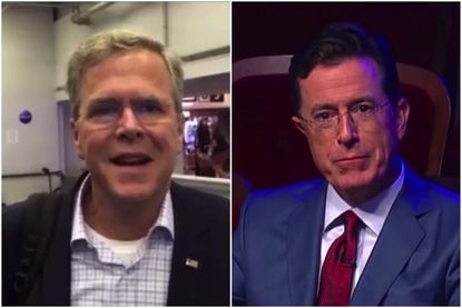 Stepehen Colbert and Jeb Bush, feuding