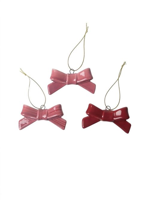 Christmas Bow Ornaments, Set of 3