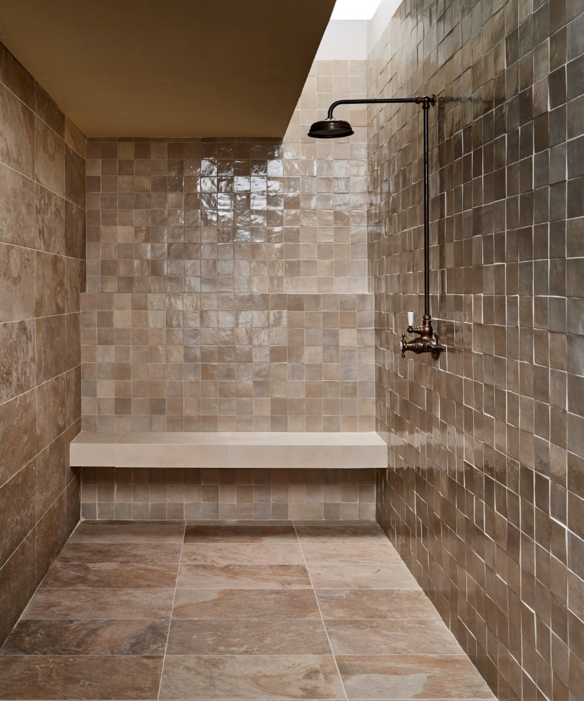 Fully tiled walk through wet room