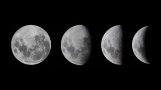 generic moon phase sequence image showing the moon getting more obscured by shadow.