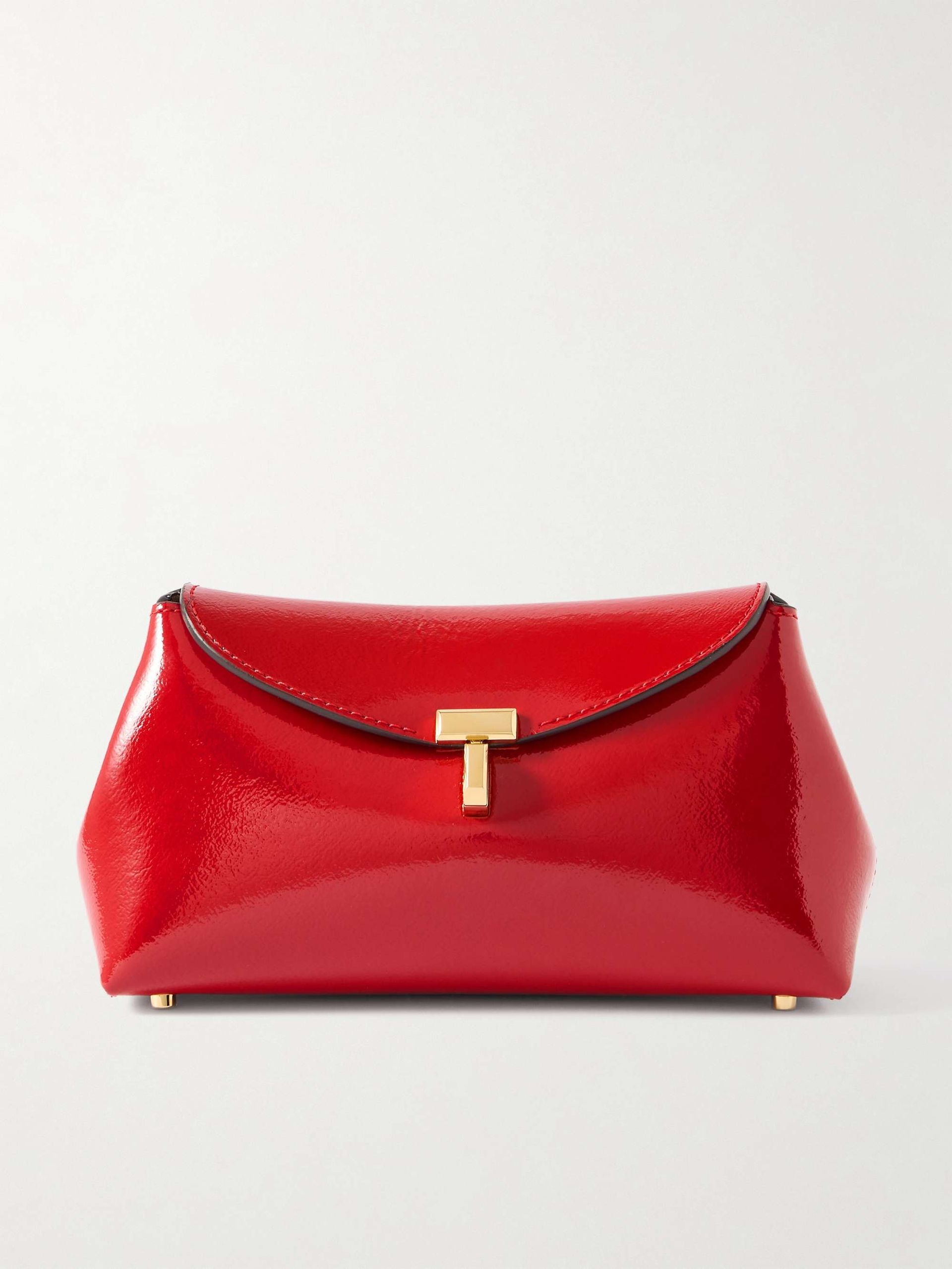 T-Lock Mini Patent-Leather Clutch