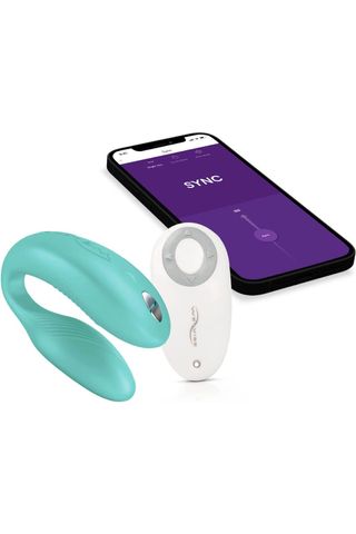 app-controlled vibrator for couples, in light blue