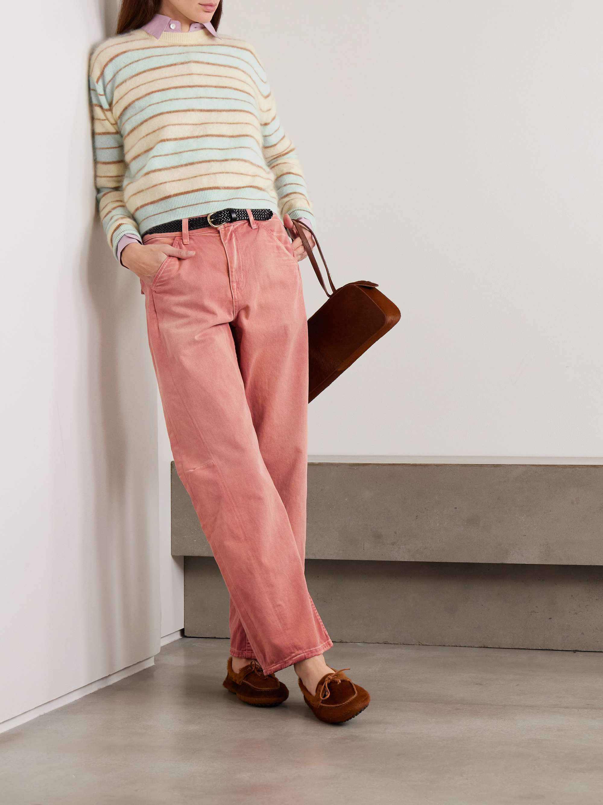 Grizzly Striped Brushed-Cashmere Sweater