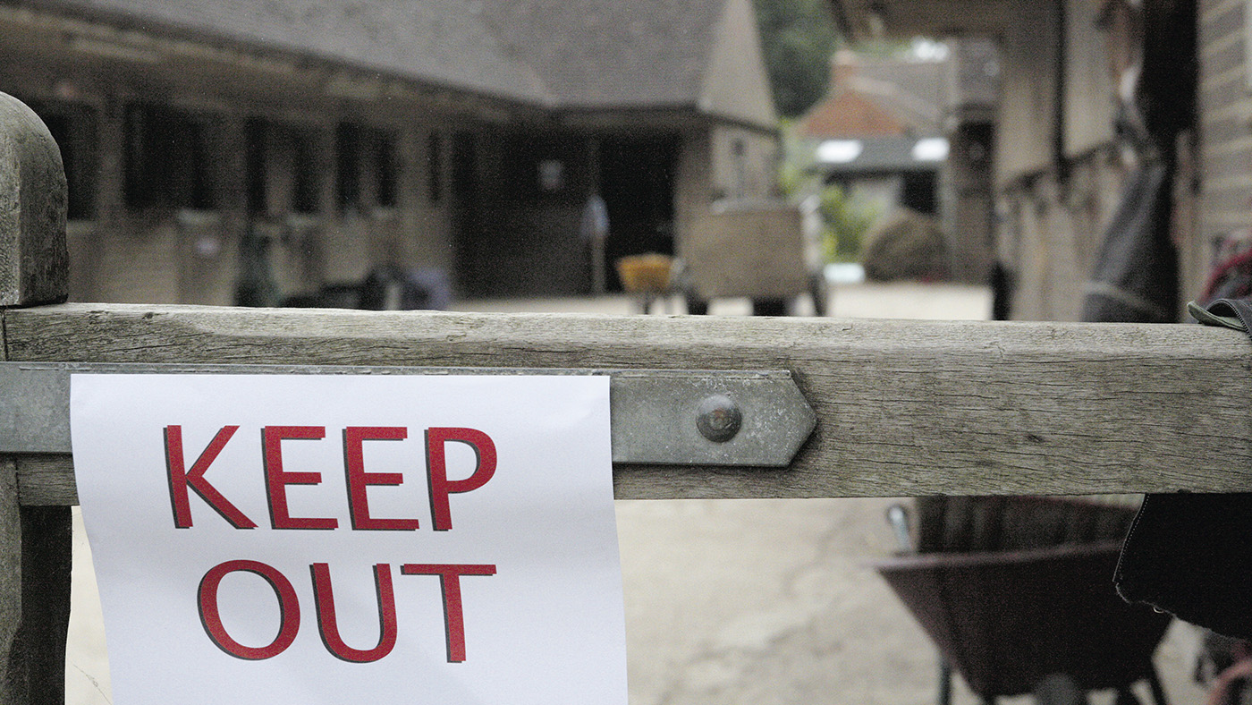 A yard on lock down due to an infectious disease