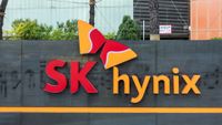SK hynix sign outside its South Korea headquarters