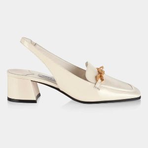 white slingback shoes with low heel