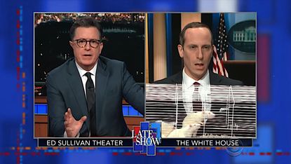 Stephen Colbert interviews "Stephen Miller"