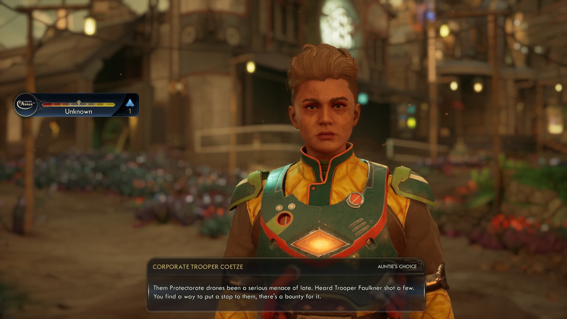 The Outer Worlds 2 screenshot showing the Auntie&#039;s Choice Faction increasing