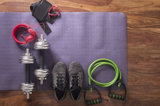 You need good shoes, a pair of dumbbells and some good tunes to start weightlifting.