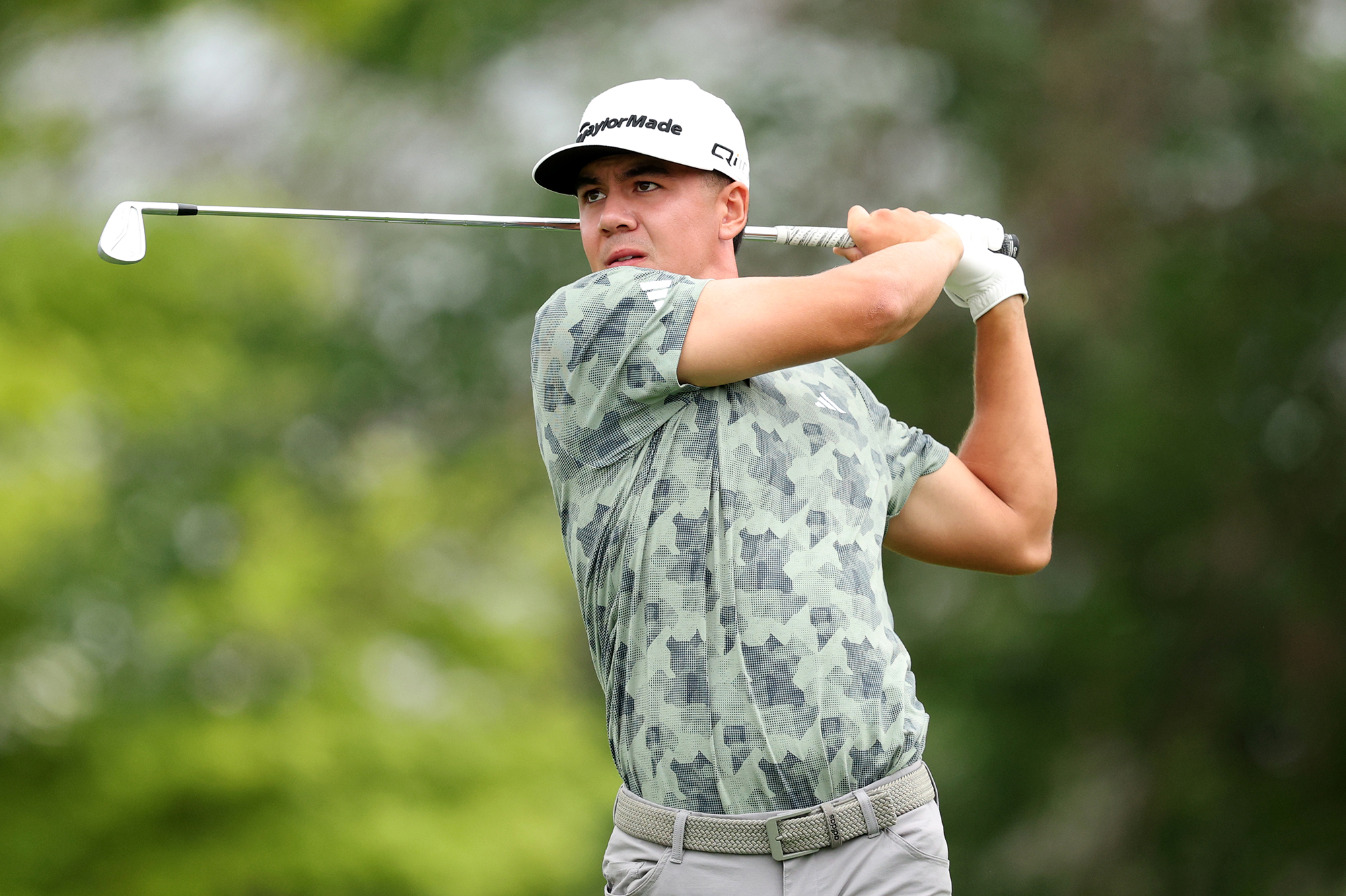 Michael Thorbjornsen in the finish position of his swing with an iron