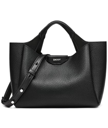 Dkny Women's Willa Mini Satchel 100% Polyurethane, Black and Silver, Small