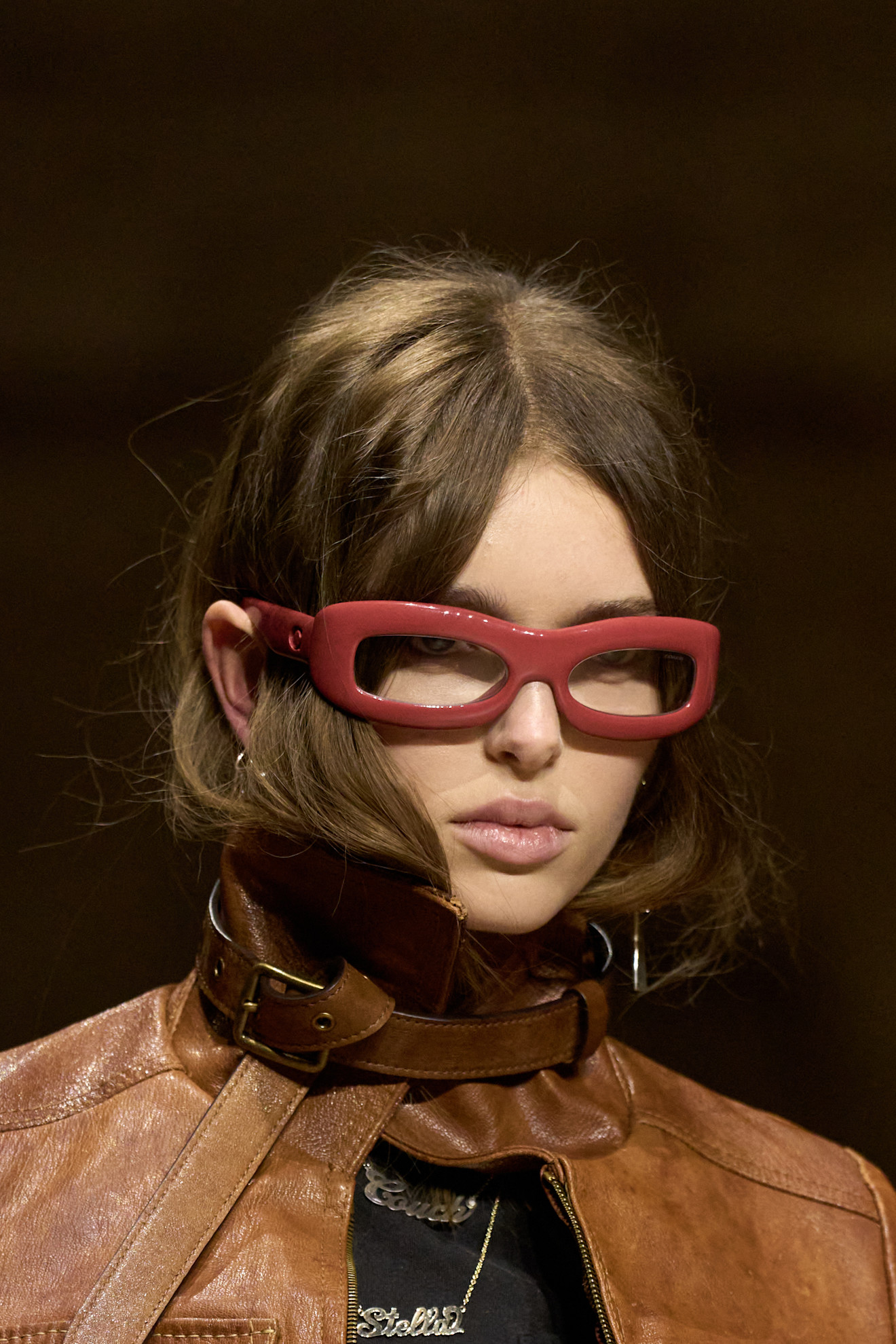 A model at Coach wearing tucked hair, a key Fashion Week Autumn/Winter 25 beauty look