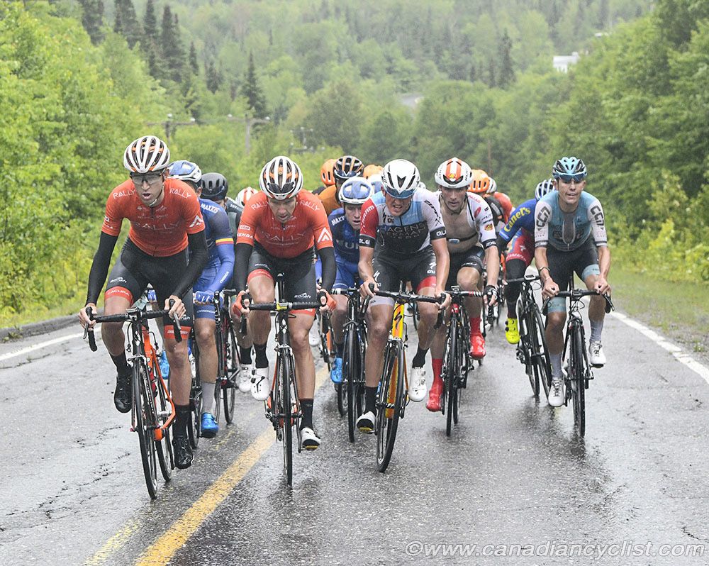 Rally sets tempo on the Megantic climb - Burke second from right