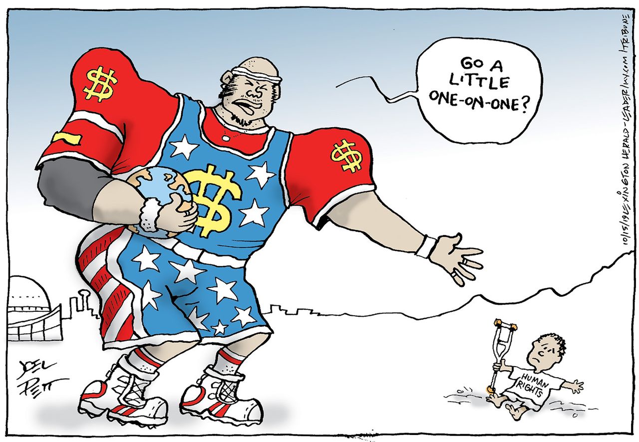 Political Cartoon World Human Rights China NBA