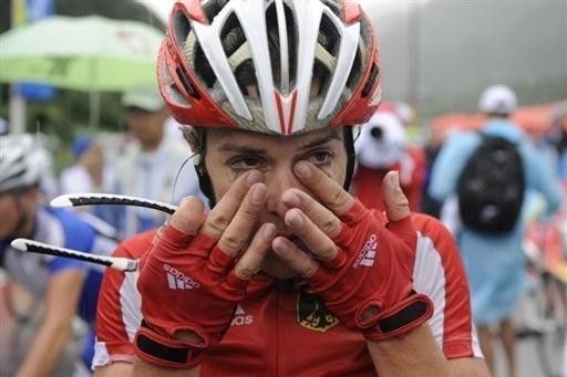 Hanka Kupfernagel (Germany) wipes away a day of intensive racing