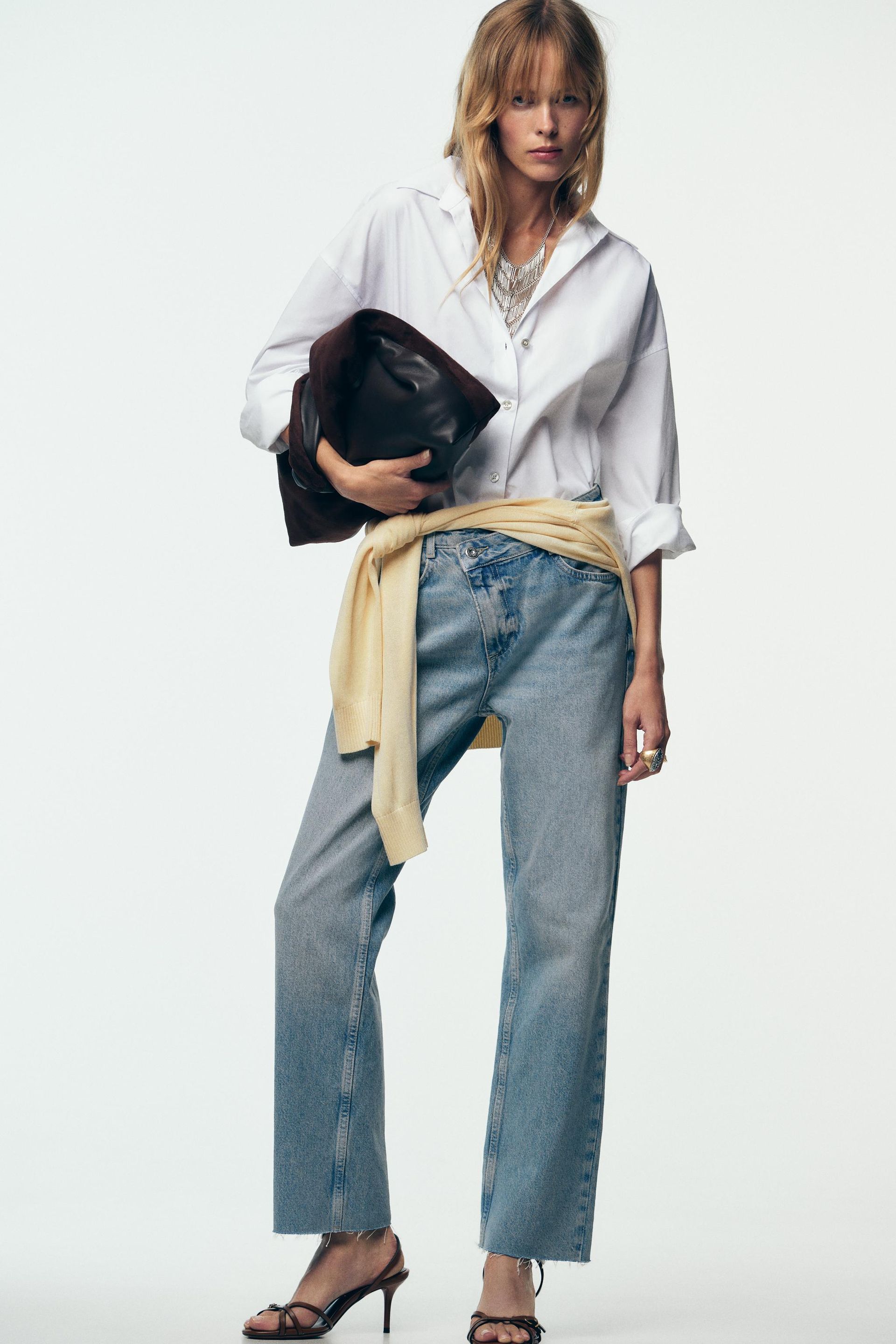 Z.09 Straight Ankle High Waist Crossover Waist Jeans