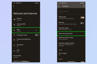 A screenshot showing how to enable data limits on Android