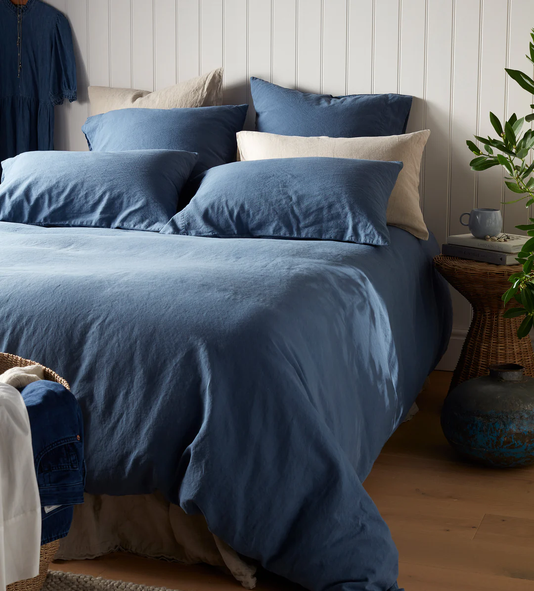 Secret Linen Store, Blue Linen Blend Duvet Cover