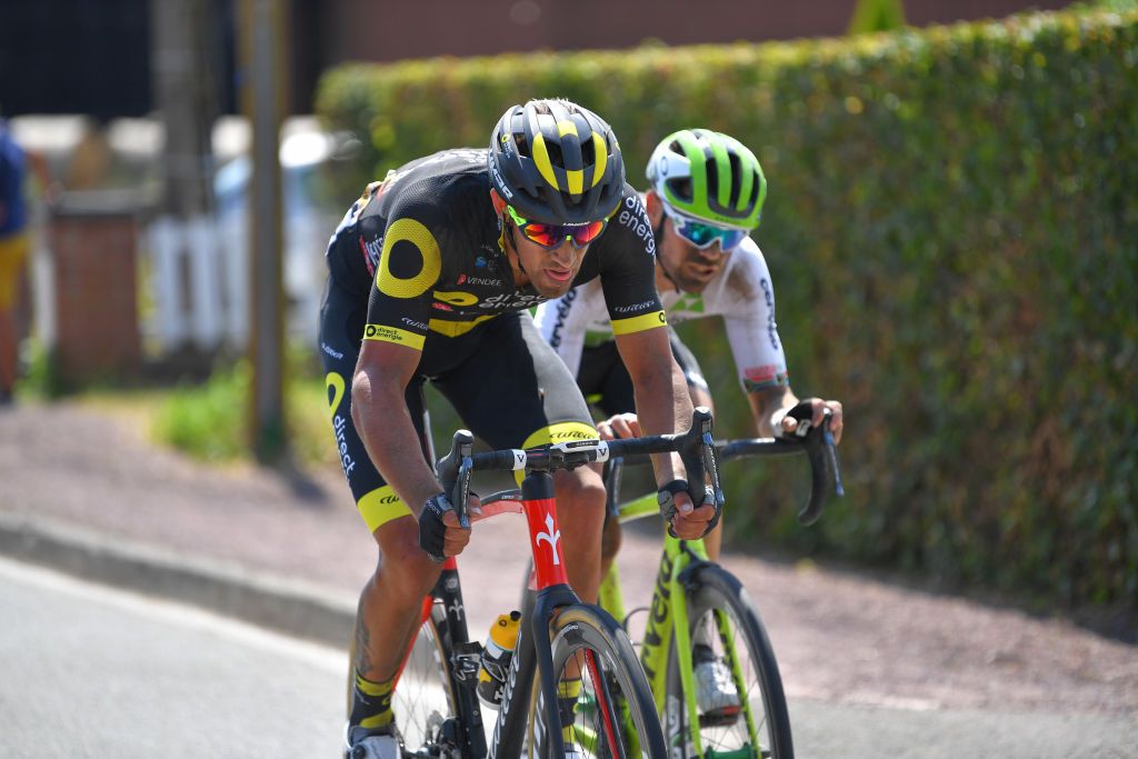 Damien Gaudin (Direct Energie) leads Reinardt Janse Van Rensburg (Dimension Data) in the breakaway