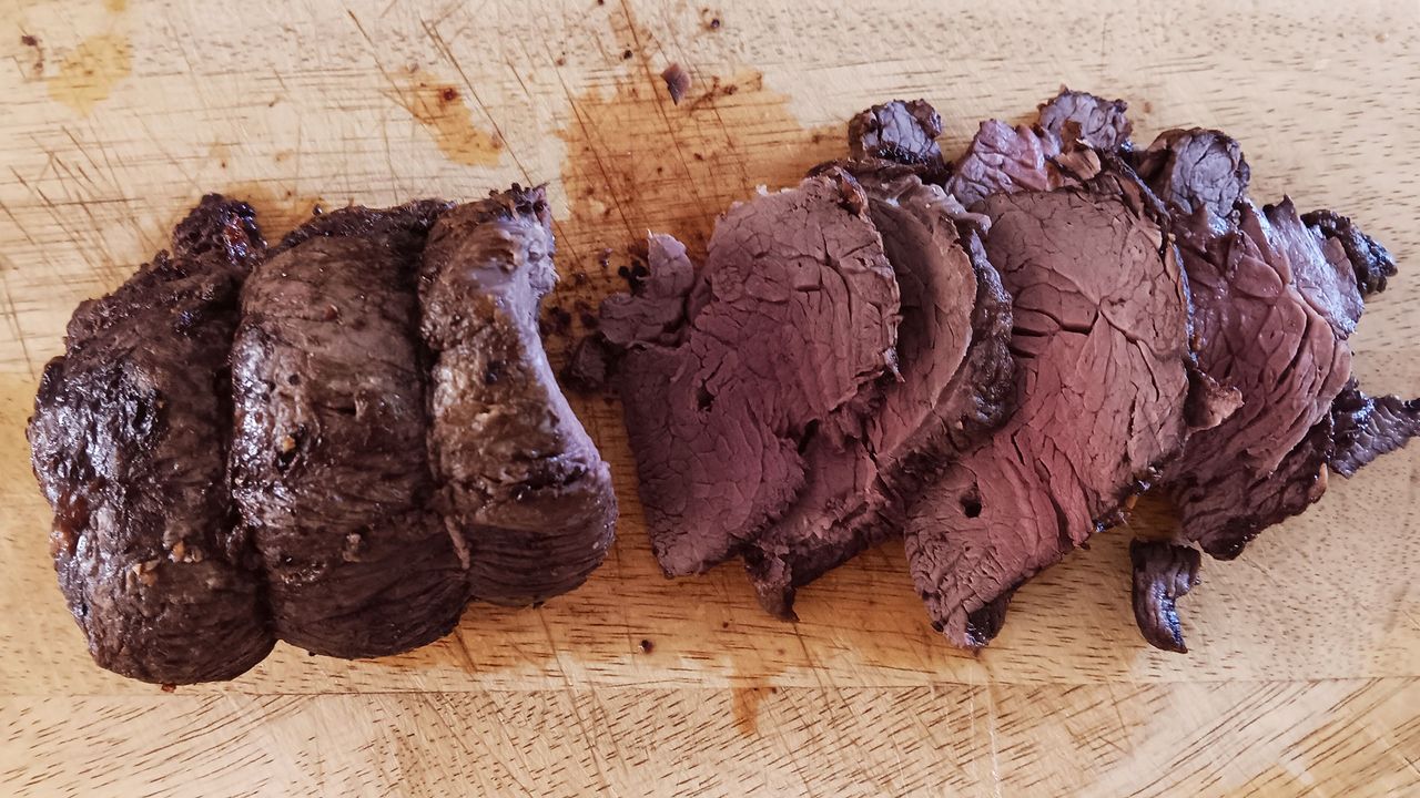 Cooked beef sliced