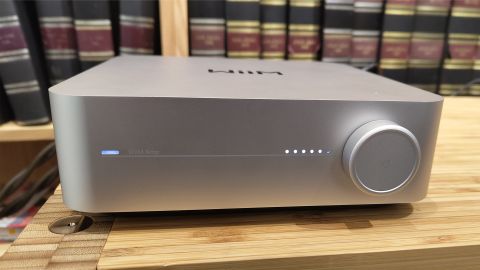 WiiM Amp streaming amplifier pictured from front