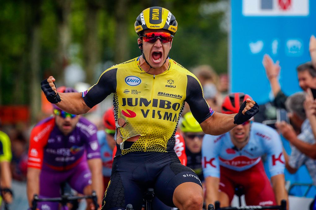 Dylan Groenewegen wins the sprint for stage 1 at the ZLM Tour