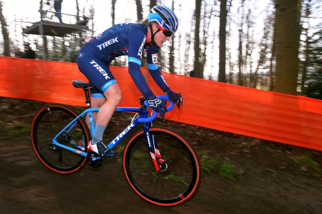 HOOGERHEIDE NETHERLANDS JANUARY 26 Katherine Compton of The United States and Team Trek during the 31st WC GP Adrie Van der Poel Hoogerheide 2020 Women Elite UCICX TelenetUCICXWC on January 26 2020 in Hoogerheide Netherlands Photo by Luc ClaessenGetty Images