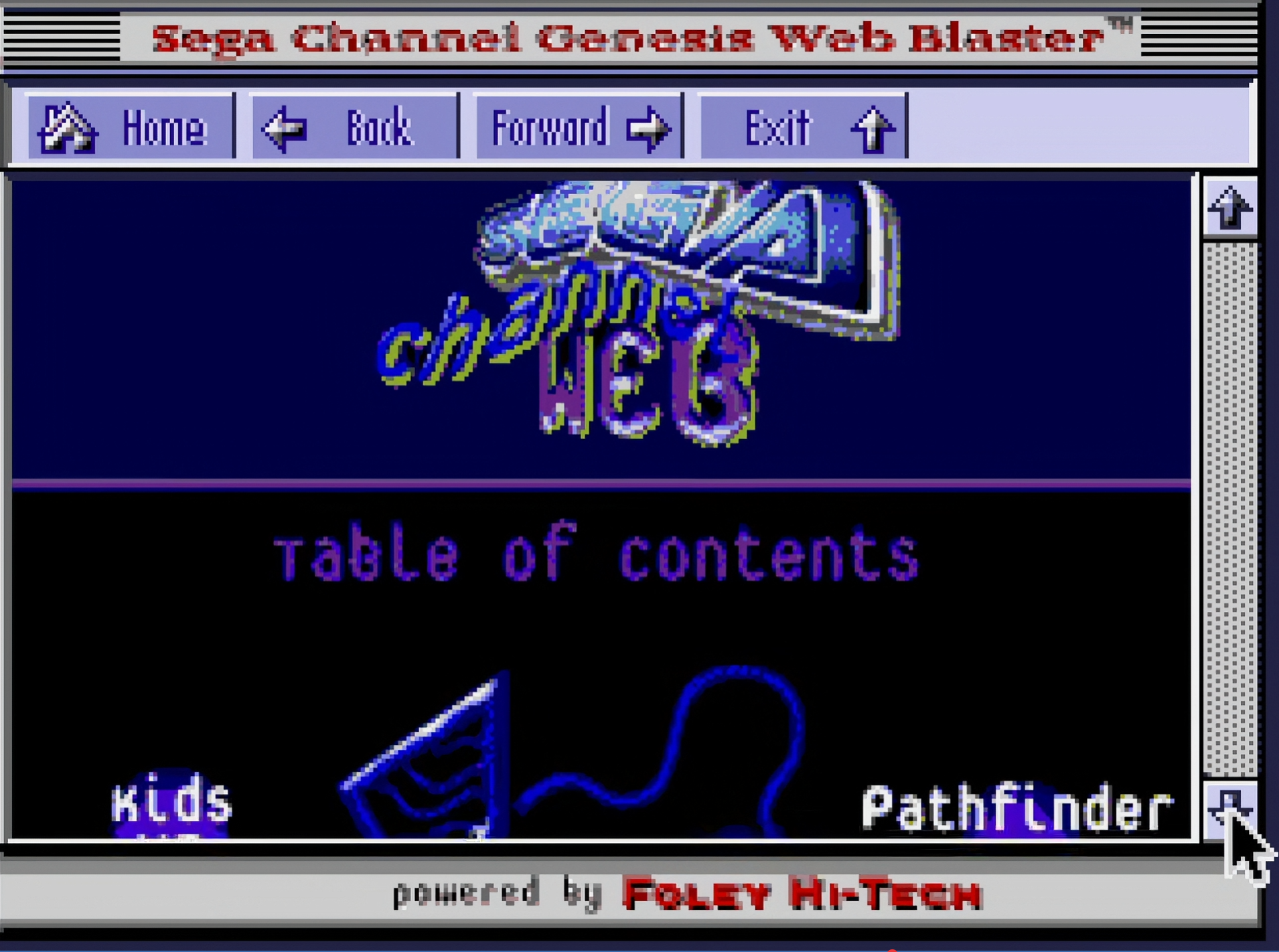 Sega Genesis Web Blaster browser design