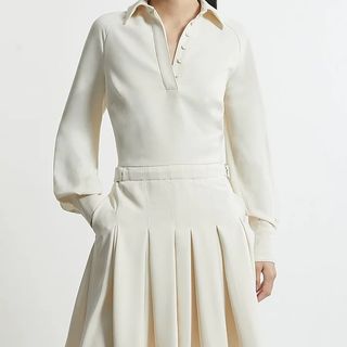 Tailored Crepe Pleated Mini Dress