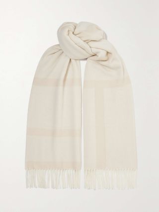 Fringed Wool-Jacquard Scarf