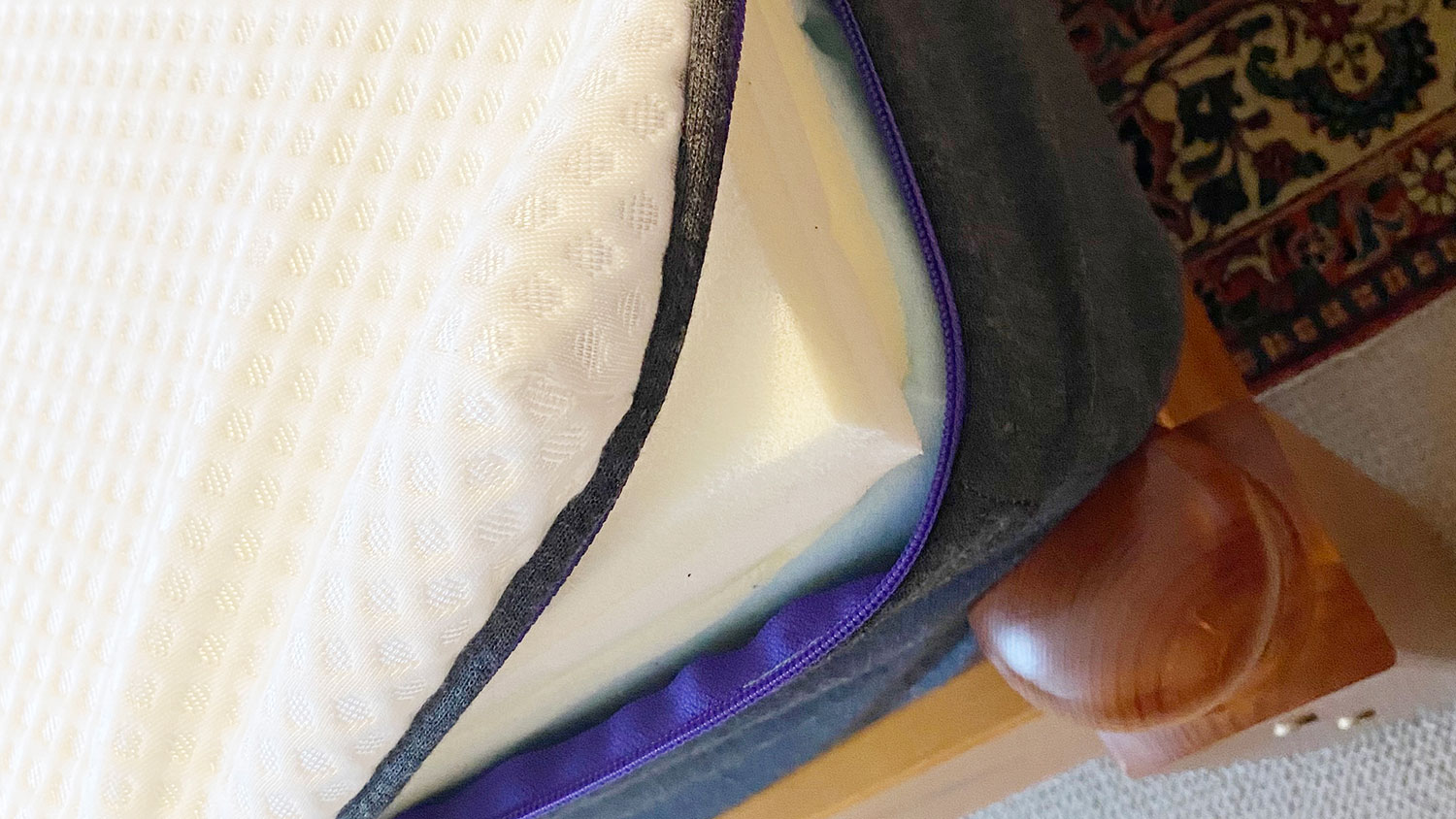 Close-up of the Nectar Premier Hybrid mattress with the filling revealed