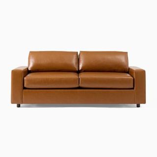 Urban Leather Sleeper Sofa against a white background.
