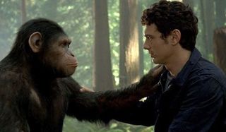 Andy Serkis as Caesar and James Franco as Will in Rise Of The Planet Of The Apes