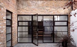 Steel frame windows and an inner courtyard