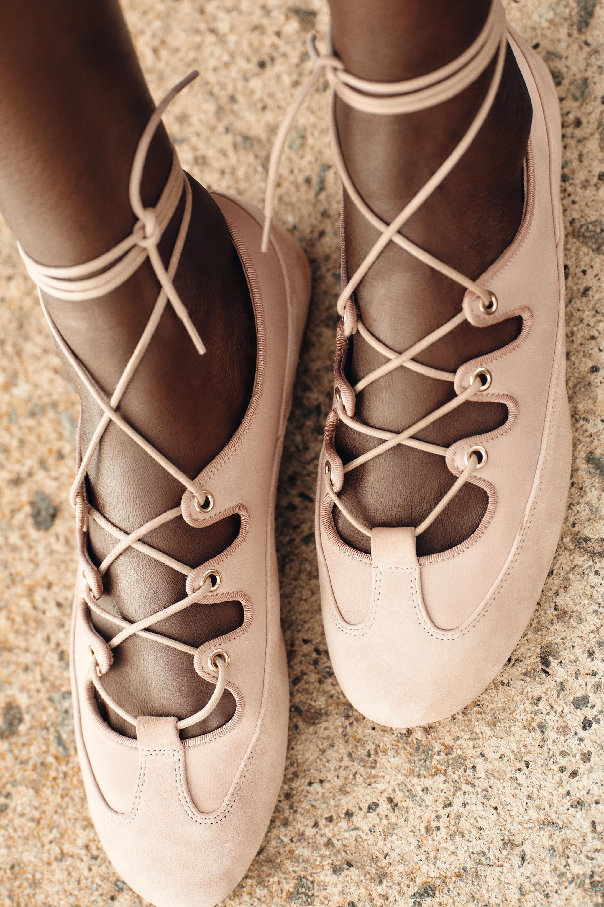 Contrast Strappy Ballet Pumps