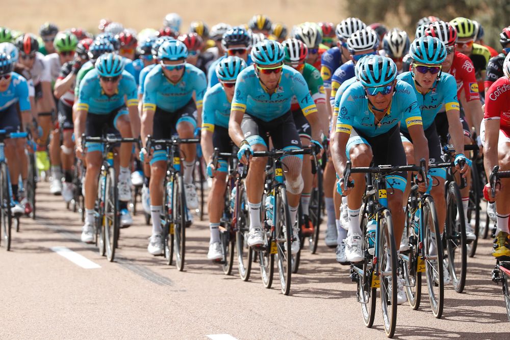 Astana on the front during stage 8 at the Vuelta