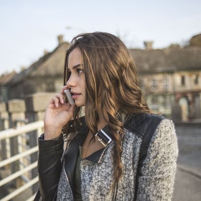 A woman on the phone