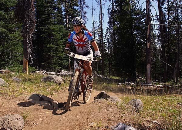 Angela Sucich on her way to winning the High Cascades 100 in 2009.