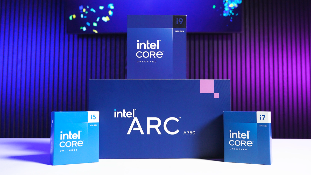 Intel Core and Intel Arc components in retail packaging