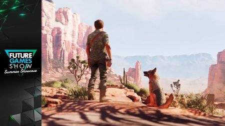 Arizona Sunshine reveal trailer screenshot of survivor and dog with Future Games Show Summer Showcase 2026 logo