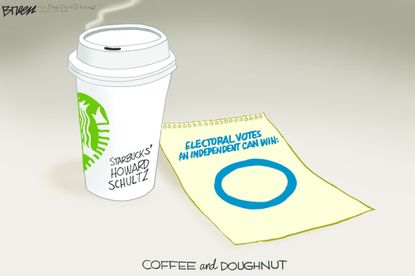 Political Cartoon U.S. Howard Schultz 2020 Starbucks Coffee Donut