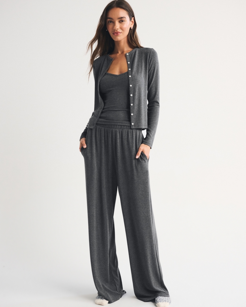 Modal-Blend Lounge Cardigan Tank Set