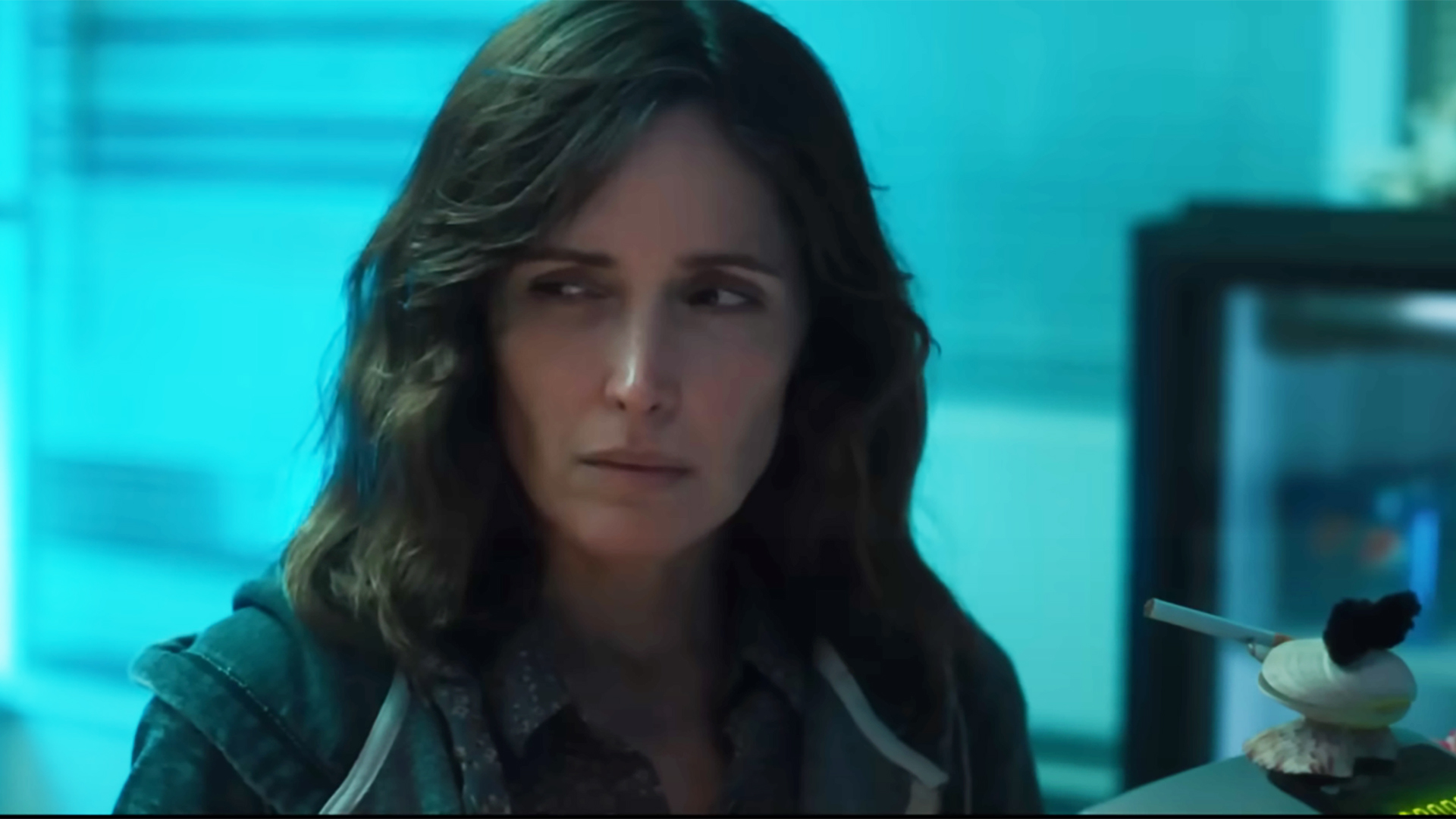 Linda (Rose Byrne) looking troubled in If I Had Legs I&#039;d Kick You