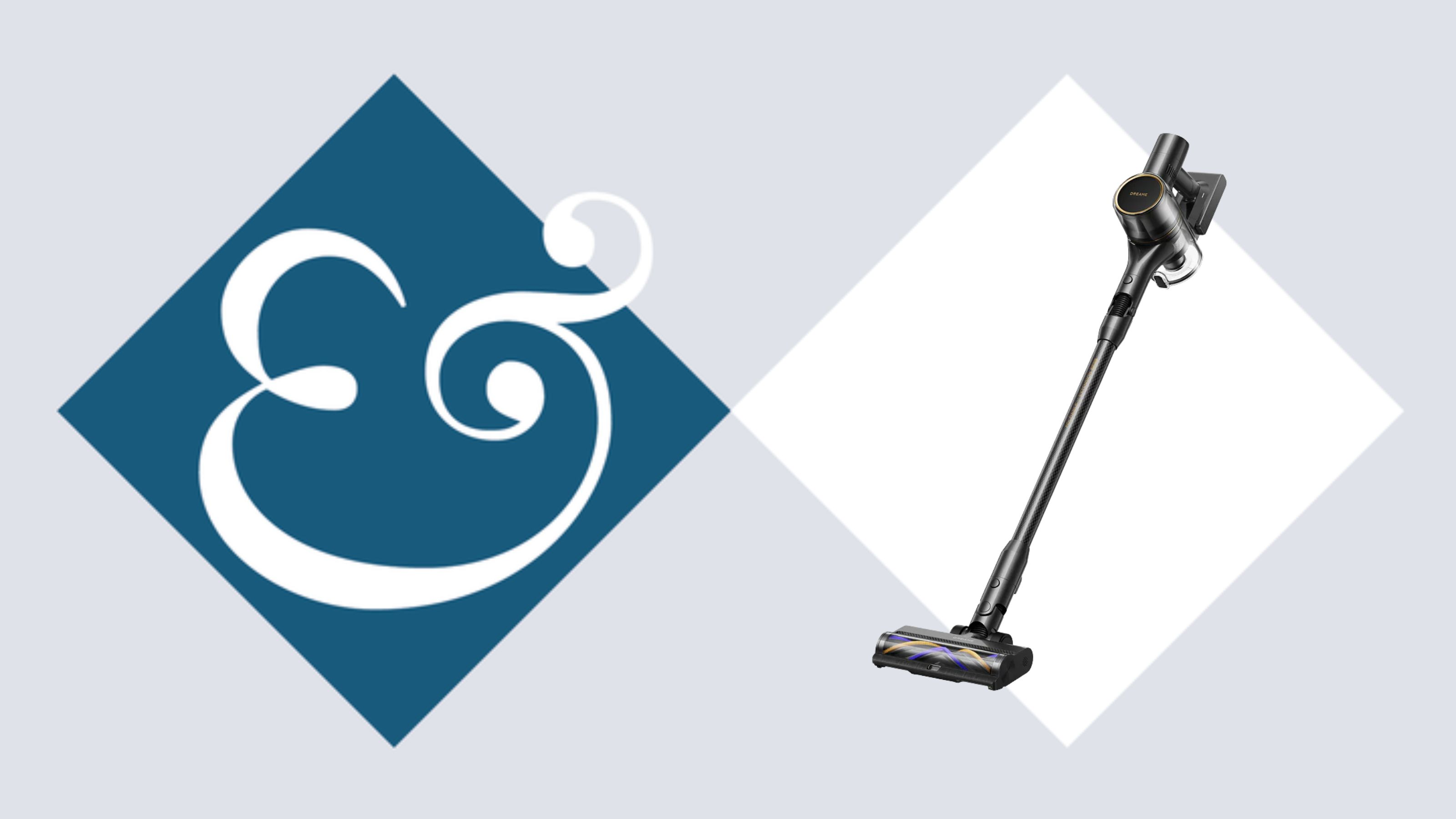 Image of Dreame R10 Pro Cordless Vacuum on the left handside, with the Homes &amp; Gardens '&amp;' logo to the right