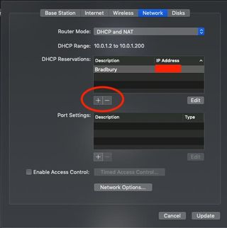 How to reserve an IP address using DCHP on an AirPort base station.