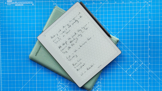 A reMarkable Paper Pure against a blue grid mat during our review process