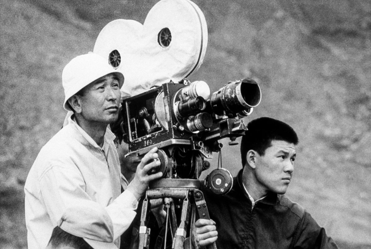 Akira Kurosawa behind the camera in 1960 on the set of The Bad Sleep Well