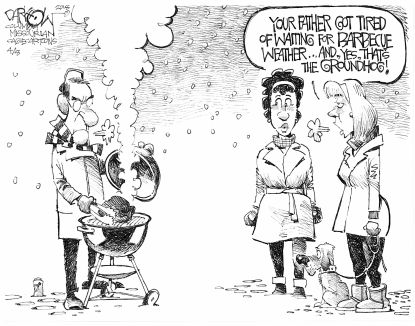 Editorial cartoon U.S. winter spring Groundhog Day