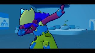 Colourful protagonist dabbing 